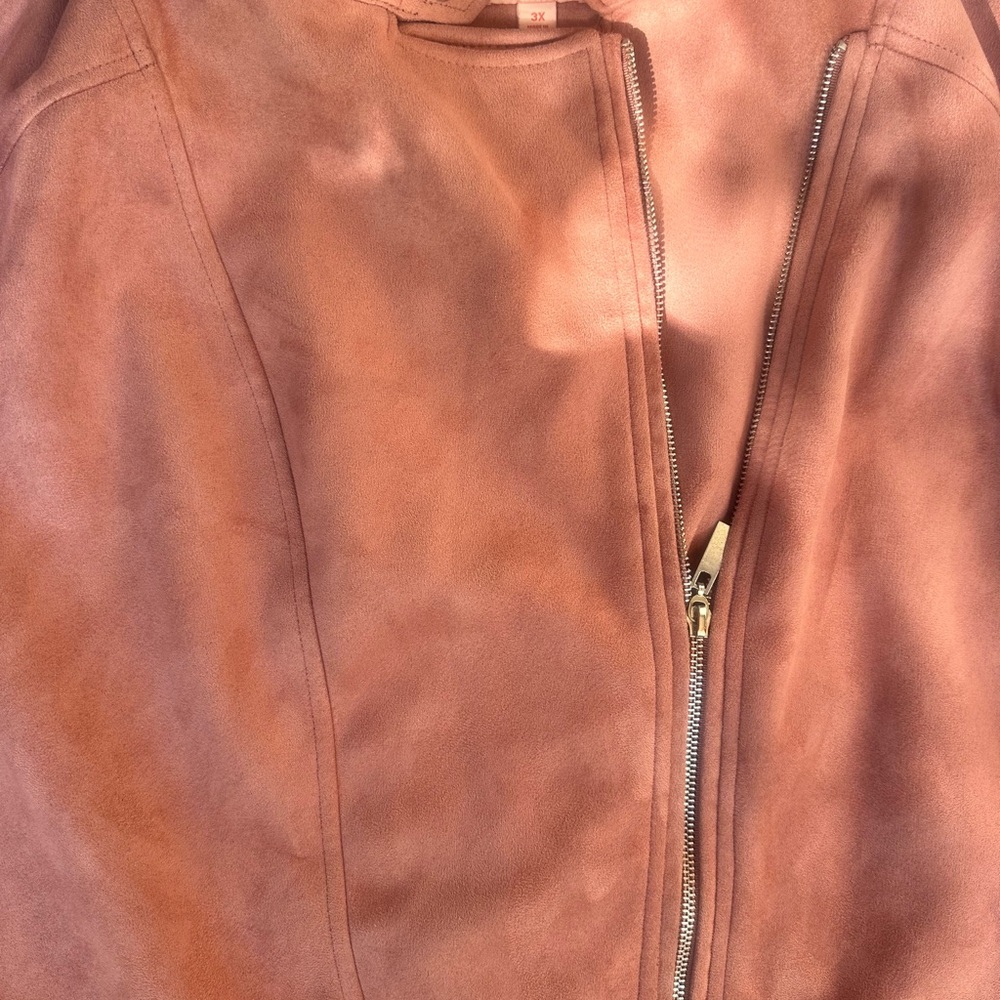EVRI Pink Faux Suede Moto jacket size 3x - Picture 3 of 6